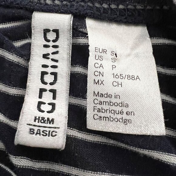H&M Womens Short Sleeve Round Neck Navy/White Striped Shift Dress S - Picture 8 of 8